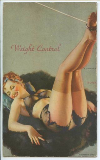 Mutoscope - Yankee Doodle Girl - Elvgren - Pinup Weight Control - 2 Cards