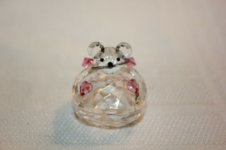 Miniature Crystal Mouse On Small Treasure Or Trinket Box Euc