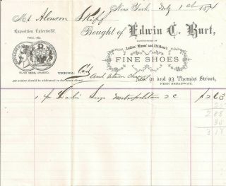 1874 Edwin C.  Burt Fine Shoes Billhead