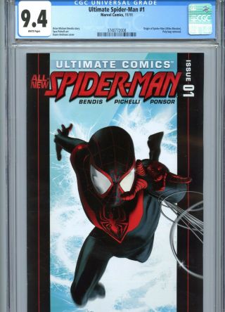 Ultimate Comics Spider - Man 1 Cgc 9.  4 Wp Miles Morales Origin Marvel Comics 2011