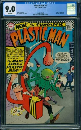 (1967) Plastic Man 2 Cgc 9.  0 Wh (origin Of Plastic Man)