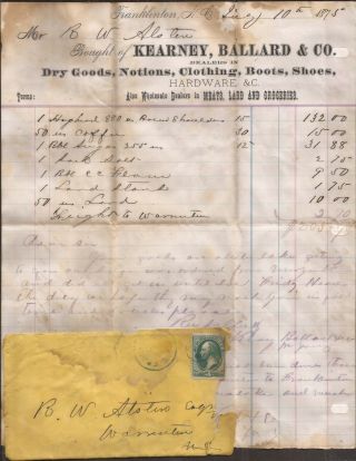 Franklinton,  Franklin Co. ,  N.  C.  1875 Kearney,  Ballard Letterhead And Cover