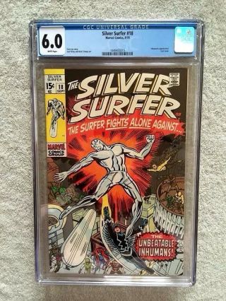 The Silver Surfer 18 Cgc 6.  0 White Pages Sept 1970 And Ss 1 Bonus Book Vf