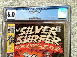 The Silver Surfer 18 CGC 6.  0 WHITE pages Sept 1970 AND SS 1 Bonus book VF 2