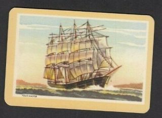 Woolworths Swap Playing Card 1950 Ships Boat Four Master - Cream Small Print