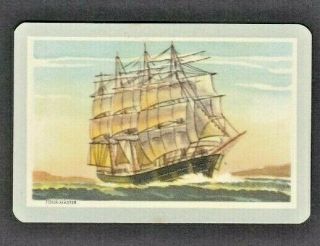 Woolworths Swap Playing Card 1950 Ships Boat Four Master - Grey Small Print
