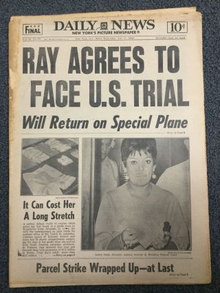 July 17,  1968 York Daily News Newspaper - Ml King Assassin James Earl Ray