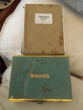 Vintage Tiffany & Co.  & Congress Playing Cards.  Four Decks One In Slide Out Case