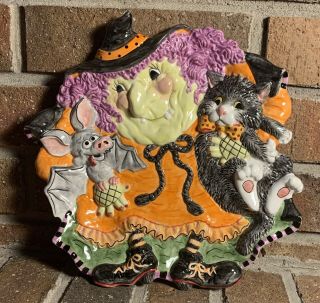 Vintage Fitz And Floyd 1992 Collectible Decorative Halloween Witch Plate Perfect