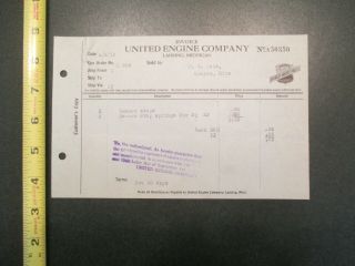 United Engine Company Lansing Michigan 1919 Letterhead 1375