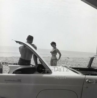 1950s Negative - Busty Pinup Girl Gigi Frost - Ford Thunderbird T278301