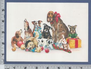 B646 Humane Society Of The Us Tim Knepp Artist 1997 Christmas Greeting Card Dogs
