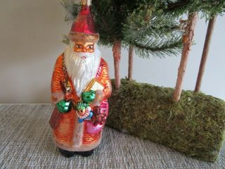 Christopher Radko Santa Old World Toy Bag Blown Glass Ornament 9 "