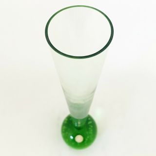 VTG Mid Century Modern Green Art Glass Vase Controlled Bubble Ball Bud Vase 3