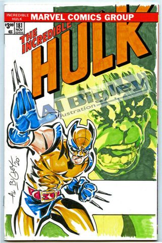 Incredible Hulk 181 Variant Color Sketch Cover Wolverine X - Men Marvel Art