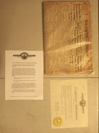 Vintage Newspaper Los Angeles Examiner April 23 1947 Certificate Of Authenticity