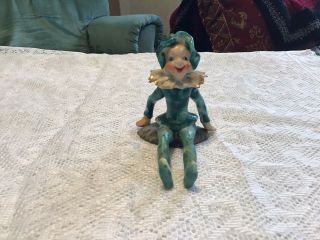 Vintage: Hand Made And Painted In Occupied Japan,  Pixie / Elf Sitting On Leaf.