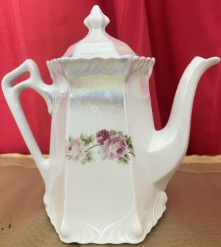 Vintage 3 Piece Porcelain Tea Set Garden Roses GERMANY Pot Sugar Bowl Creamer 3