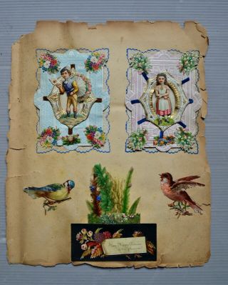 Victorian Scrap Book Page - 2 Early Die - Cut Fold - Out Valentine 