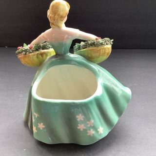 Vintage 1950’s Planter Busty Woman with Flower Baskets Made in Japan Handpaint 2