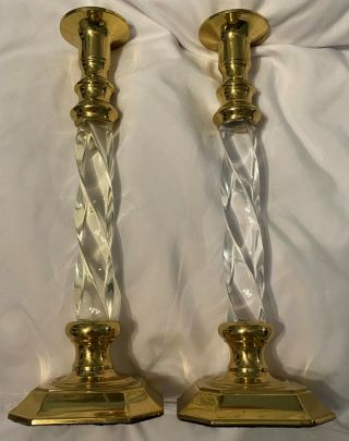 Vintage Decorative Crafts Inc Brass & Lucite 12 " Candle Holders Hand - Crafted