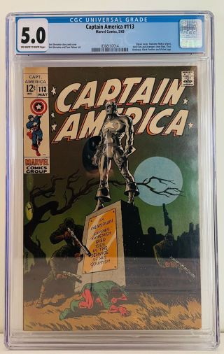 Captain America 113 (1969) Cgc 5.  0 Classic Jim Steranko Cover