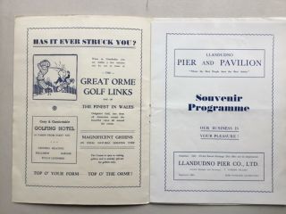 Llandudno Pier & Pavilion c.  1939 souvenir programme,  adverts 2