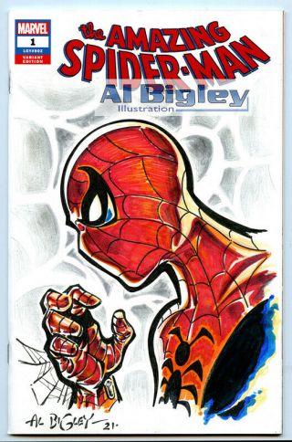 Spider - Man 1 Variant Color Sketch Cover Al Bigley Art Marvel Comics