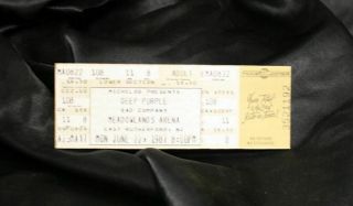 06/22/1987 Deep Purple/bad Company @ Meadowlands Arena Ticket Stub -