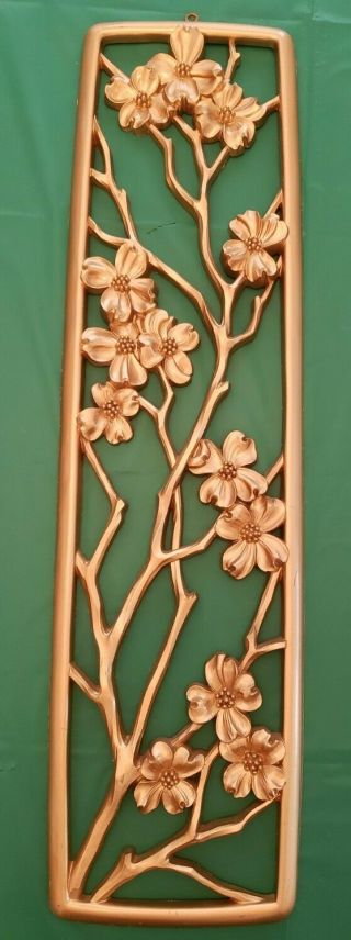 Vintage Syroco Mid Century Modern Wall Plaque Gold Plastic No.  3060 Usa Floral