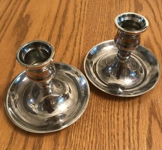 Heavy Vintage Silver Plated Taper Candle Holders - Made In England - Set/2