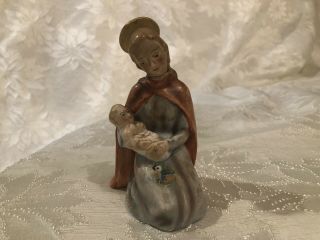Vintage 1950’s Ceramic Goebel Handpainted Baby Jesus & Mary W/bluebird Christmas