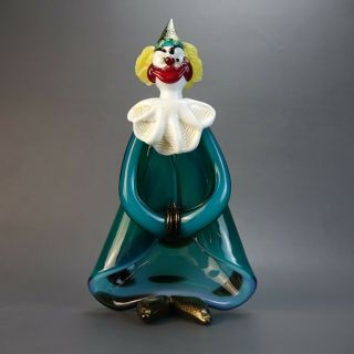 Murano Hand Blown Art Glass Clown W/ Cape Figurine Italy W/ Sticker