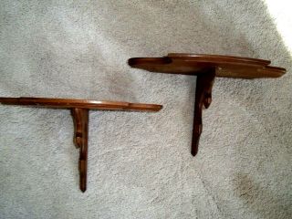 Vntg Matched Pair Wooden/walnut Knick Knack Wall Hanging Shelves - Sconces - Euc