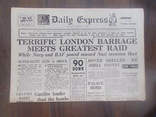 Daily Express Wwii Newspaper September 12th 1940 London Blitz Night Number 5