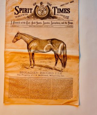 Spirit Of The Times Newspaper,  York.  Saturday,  August 30,  1879