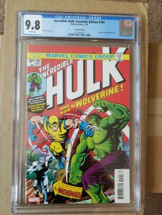 Incredible Hulk 181 Facsimile Rare 2nd Print Cgc 9.  8,  Htf Marvel Comics 07/2019