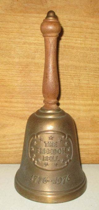 Vintage Gorham 10 " Brass Bell With Wood Handle - The Freedom Bell 1776 - 1976