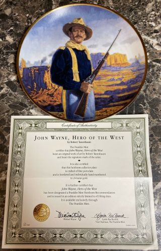 " John Wayne Hero Of The West " Collector Plate Franklin 8 1/4 " Vintage