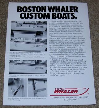 Boston Whaler Custom Boats (outrage 22) Tow Bar Systems Dealer Stamped Brochure