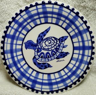 Diane Authentic Stoneware 2002 Come Dream With Me 8 " Sea Turtle Collector Plate