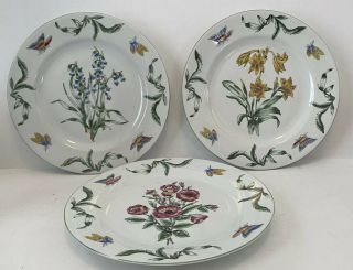 Vintage Oriental Accent Decorative Plates Set Of 3 10.  5 " Floral & Butterflies