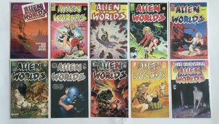 Alien Worlds 1 - 9 Plus 3d 1 Complete Set Pacific Comics 1982 Series Nm -