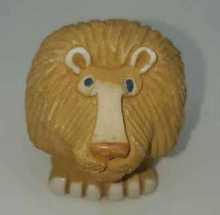 Vintage Artesania Rinconada Happy Lion Figurine Blue Eyes 2.  25 " Tall