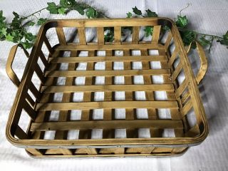 Large 14” Square Vegetable Fruit Tobacco Woven Wood Basket