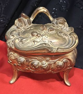 Antique Art Nouveau Casket Trinket/jewelry Box On Legs