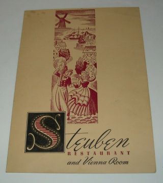 Steuben Restaurant And Vienna Room Vintage Menu 9.  75 By 14 Inches With Wine List