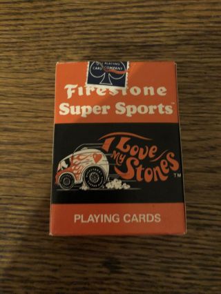 Vtg Firestone Sport I Love My Stones Us Playing Cards Deck