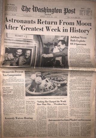 The Washington Post,  Fri July 25 1969 Us Astronauts Return From Moon News