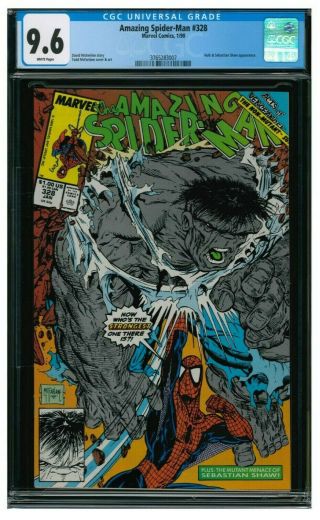 Spider - Man 328 (1990) Mcfarlane Grey Hulk Cover Cgc 9.  6 Aa114